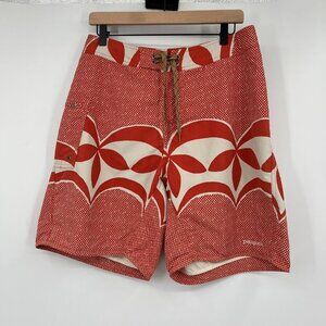 Patagonia Paddler Board Shorts Men's 33 Orange Cream Geometric Print Lined